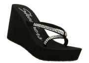 Skechers Womens Arcades Slip and Slide Black Wedge Sandal 38152/BLK