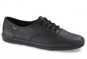 Keds Women's Champion Black/Black Leather Shoes Wide Width WH45780