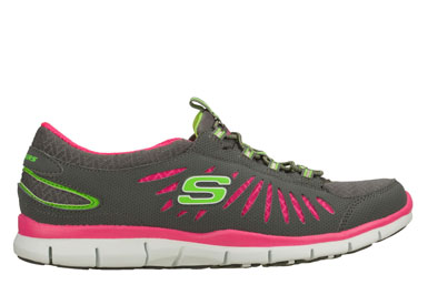 Skechers Womens Flex Gratis In Motion Charcoal/Hot Pink Running Shoe ...
