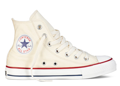 cream colored high top converse