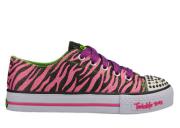 Skechers Girls Lights Shuffles Wild Streak Black/Neon PInk 10283L/BKNP