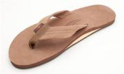 Rainbow Sandals Women's Single Layer Leather Wide Strap Premier Dark Brown
