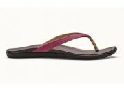 OluKai Women's Ho'opio Leather Sandal Dark Red/Dark Java